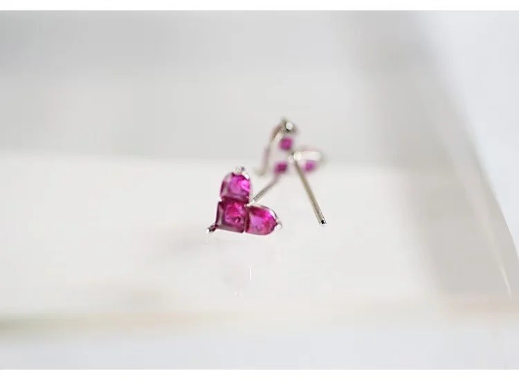 Natural Ruby Heart Stud Earrings 925 Sterling Silver Women Gemstone Jewelry Gift