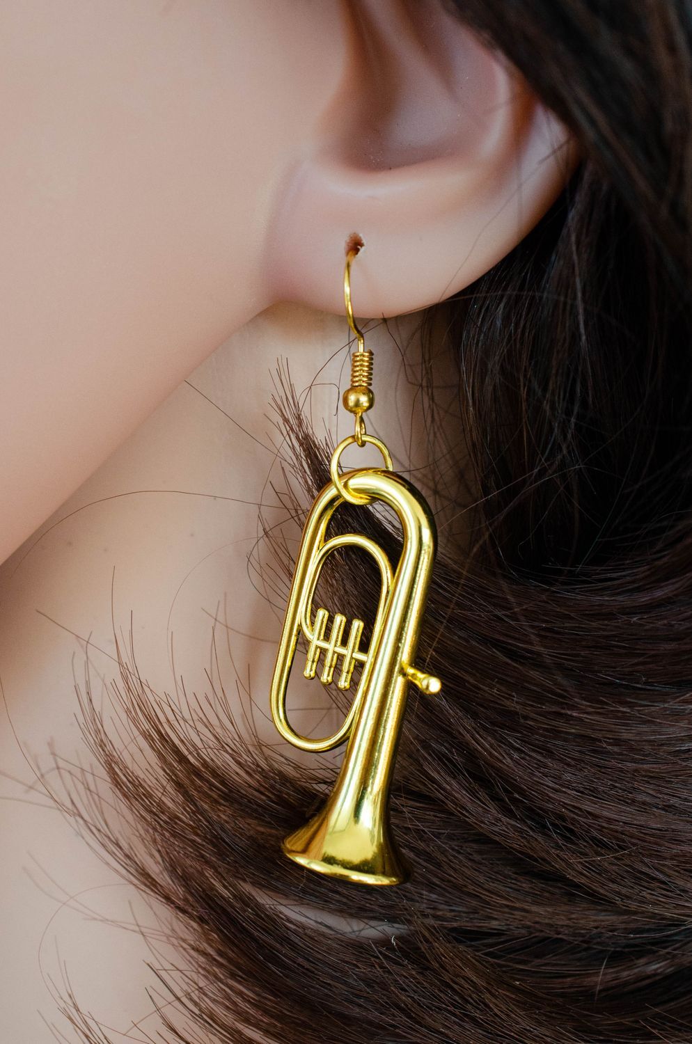 Tuba Earrings Tenor Horn Miniblings Orchestra Jazz Tubist with Box Gold Plated