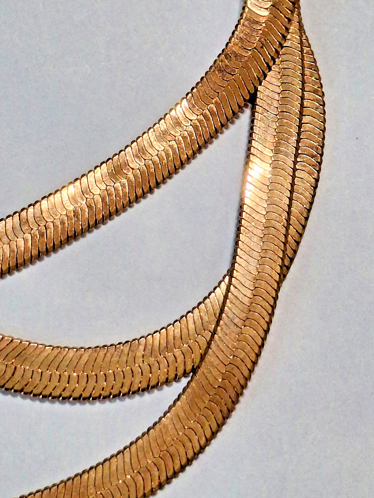 Beautiful Multi 3 Strand Herringbone Gold Tone 16 1/2” – 19 1/2” Necklace