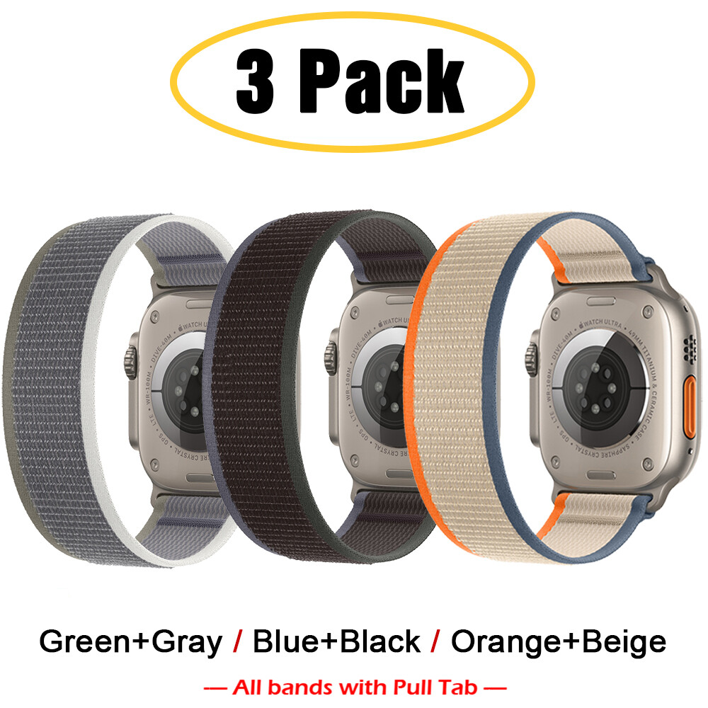 3 PACK Trail Loop Band Strap for Apple Watch 11 9 8 7 6 5 SE Ultra 38/45/49mm