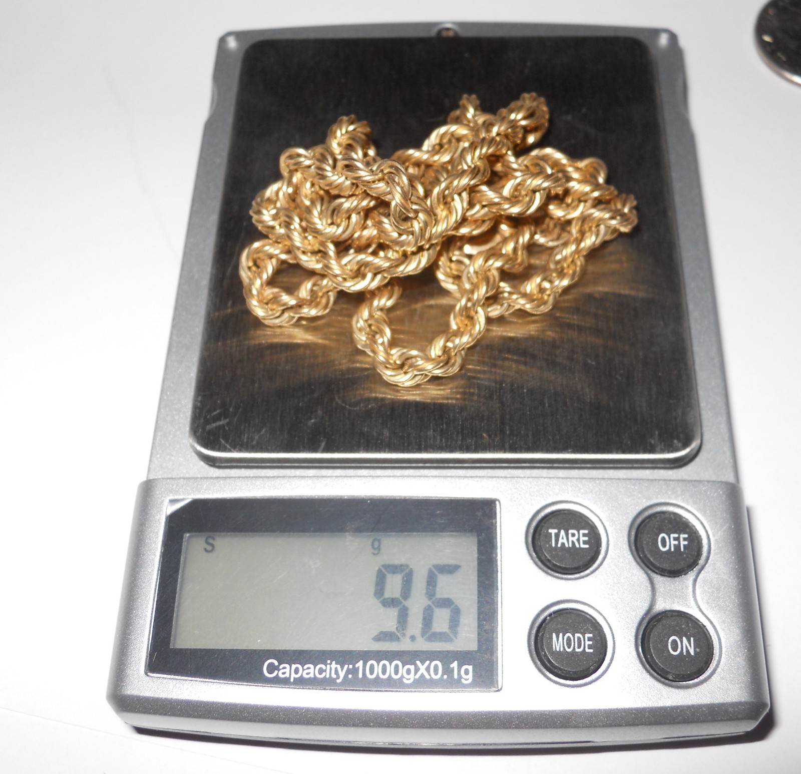 10K Yellow Gold Rope Chain Necklace 9.6 Grams, 23 Inches, 3mm