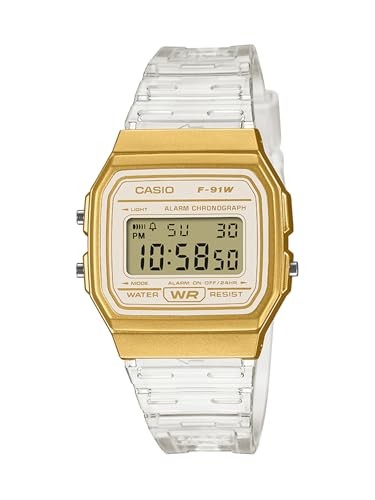 [CASIO F-91WS-7A2JF Classic Digital Watch Clear Skeleton Gold Brand New F/S