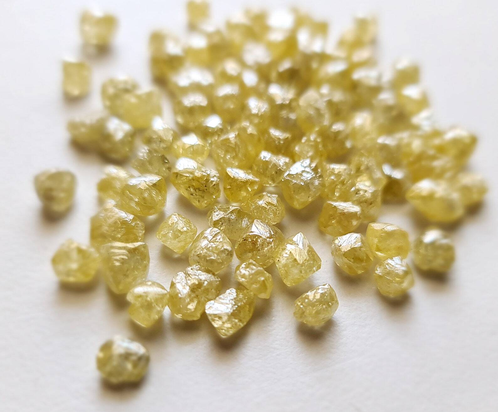 4-6mm Yellow Raw Diamond Crystal Loose Diamond Crystal For Jewelry (1Pc To 5Pc)