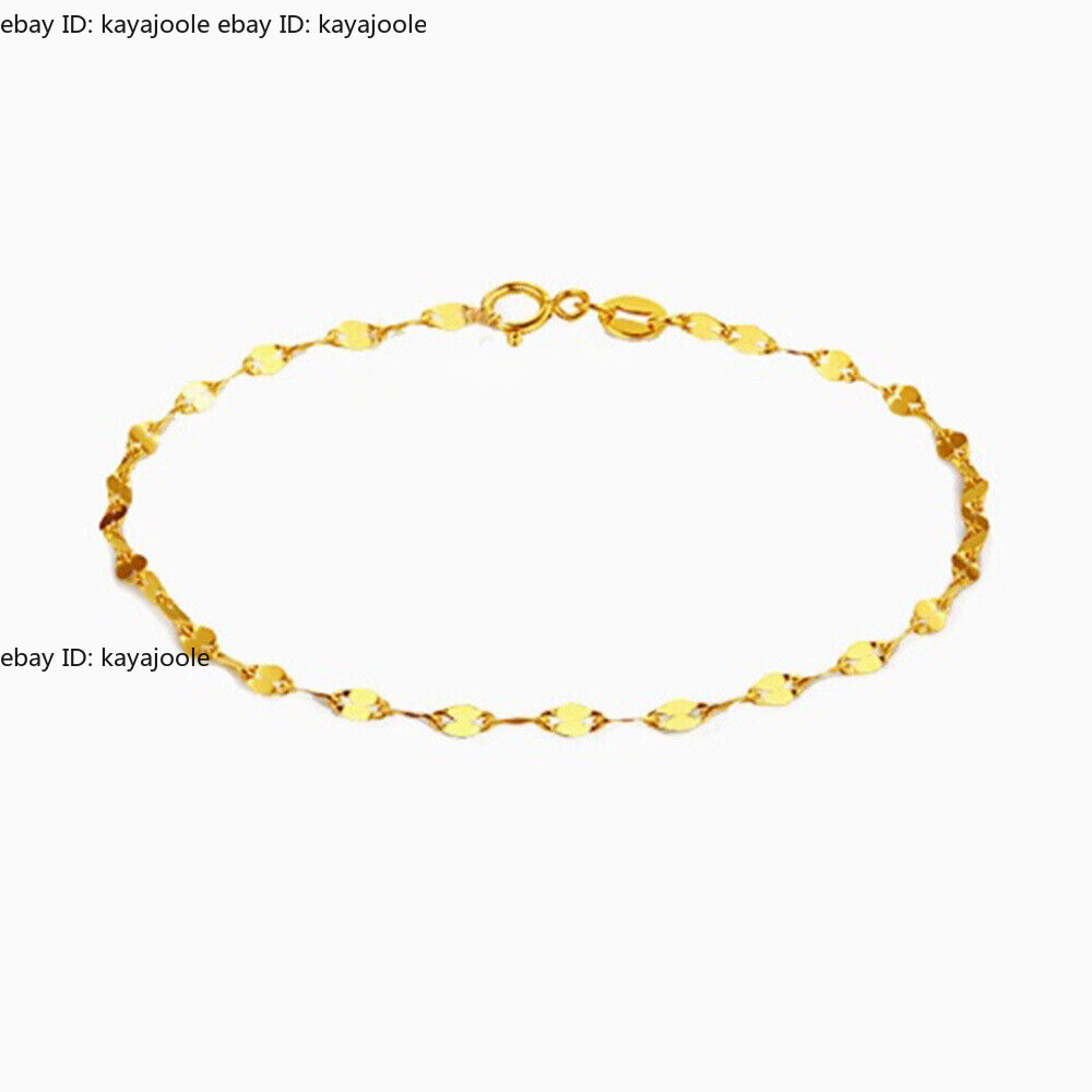 Pure Au750 18K Yellow Rose Gold Chain 1.4mm Kiss Lip Link Bracelet 6.3-7.1inch