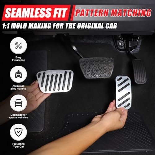 Anti-Slip Gas Pedal Brake Pedal Covers Compatible with Toyota Land Silver