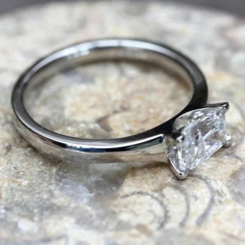 3Ct Radiant Cut Lab Created Diamond Solitaire Wedding Ring 14k White Gold Plated