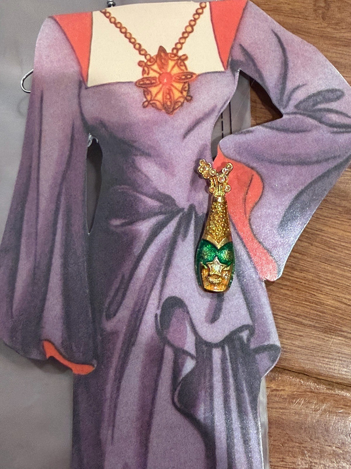 Sophie’s Closet Greeting Card Purple Gown With Gemmed Champagne Pin Vintage