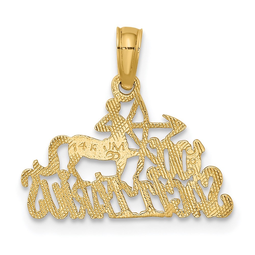 14k Yellow Gold 100% SAGITTARIUS Zodiac Charm Pendant 0.63gm L-14mm, W-17.4mm