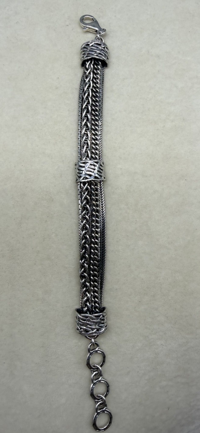 Silpada B1702 Talk of the Town Multi Strand Sterling Silver Bracelet Retired 8”