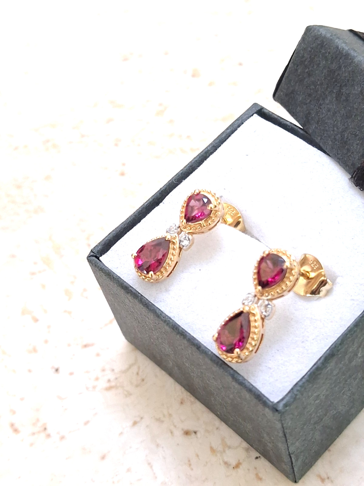 Orissa Rhodolite Garnet and Natural Zircon Sterling Silver Earrings – New/Sealed