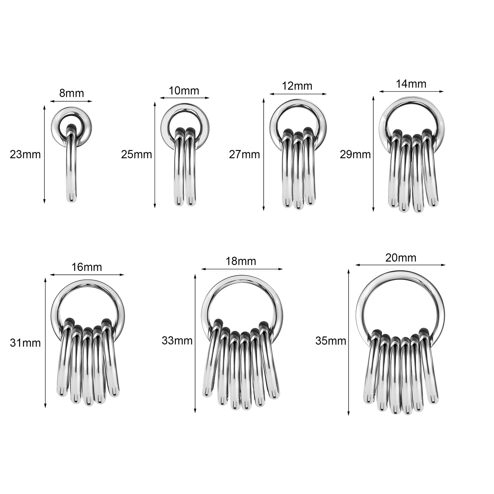 1 Pair Dangle Ear Gauges with Rings Double Flared Ear Tunnels Ear Plugs Expander