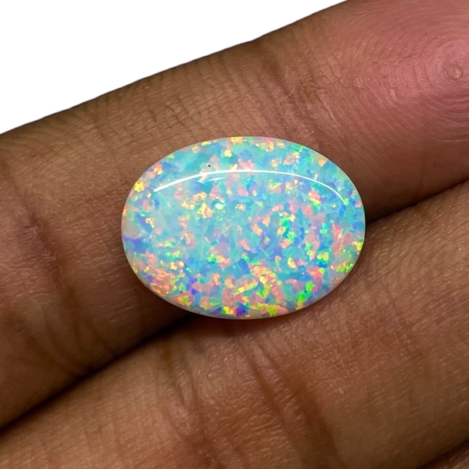 2.60 Cts Australian Opal 16x12mm Oval Cabochon AAA Quality Lab Created Gemstone