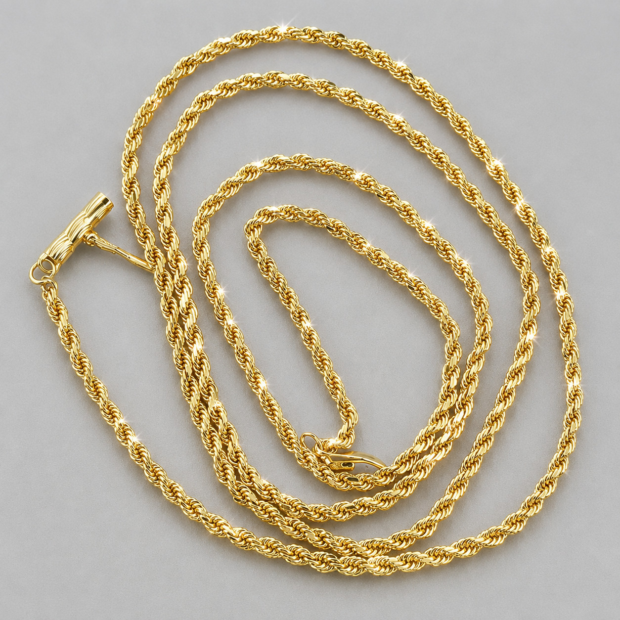 14K SOLID YELLOW GOLD 1.5mm DIAMOND CUT ROPE CHAIN NECKLACE 24 INCH LONG