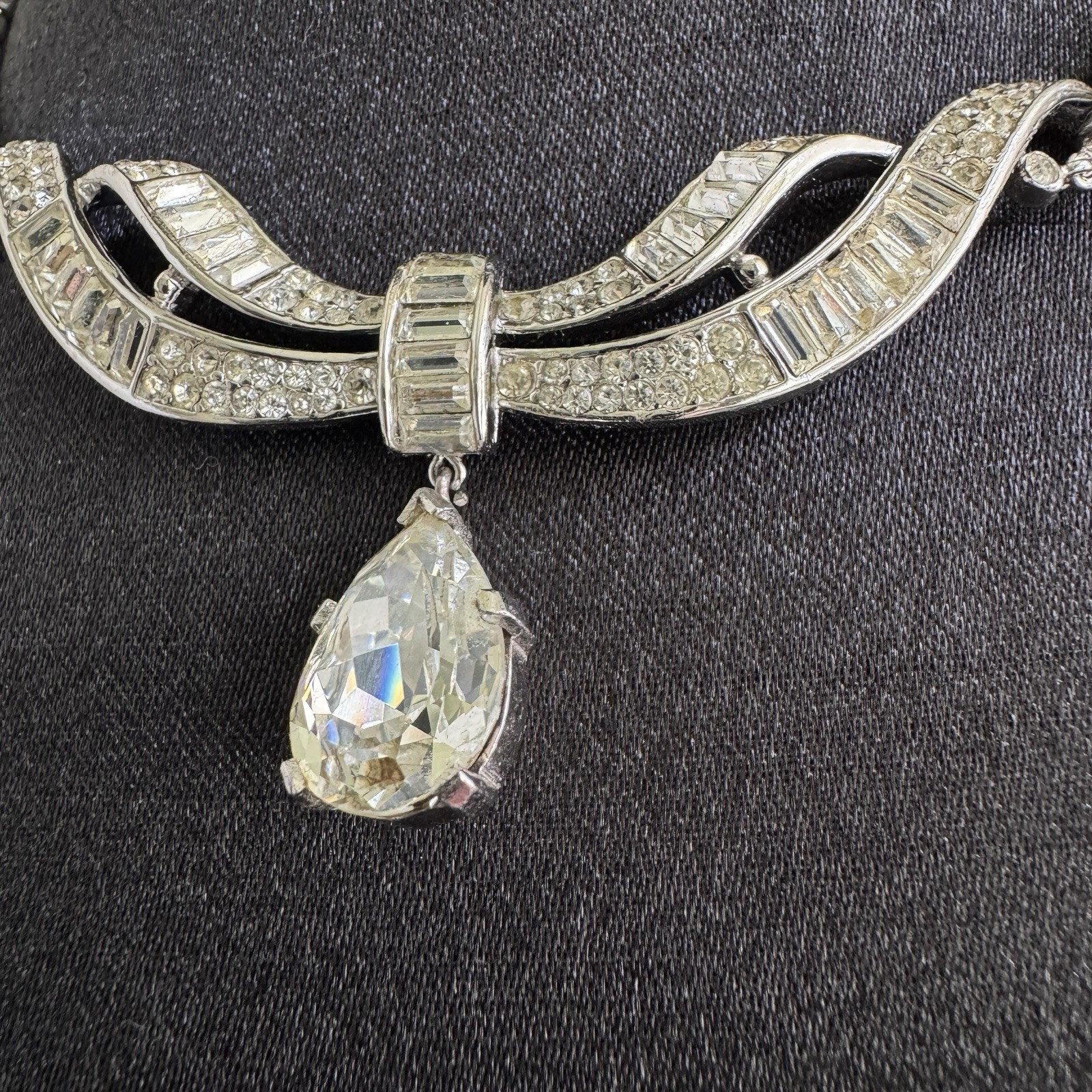 Vintage 1955 Crown Trifari Rhinestone Necklace Alfred Philippe J Hook Choker