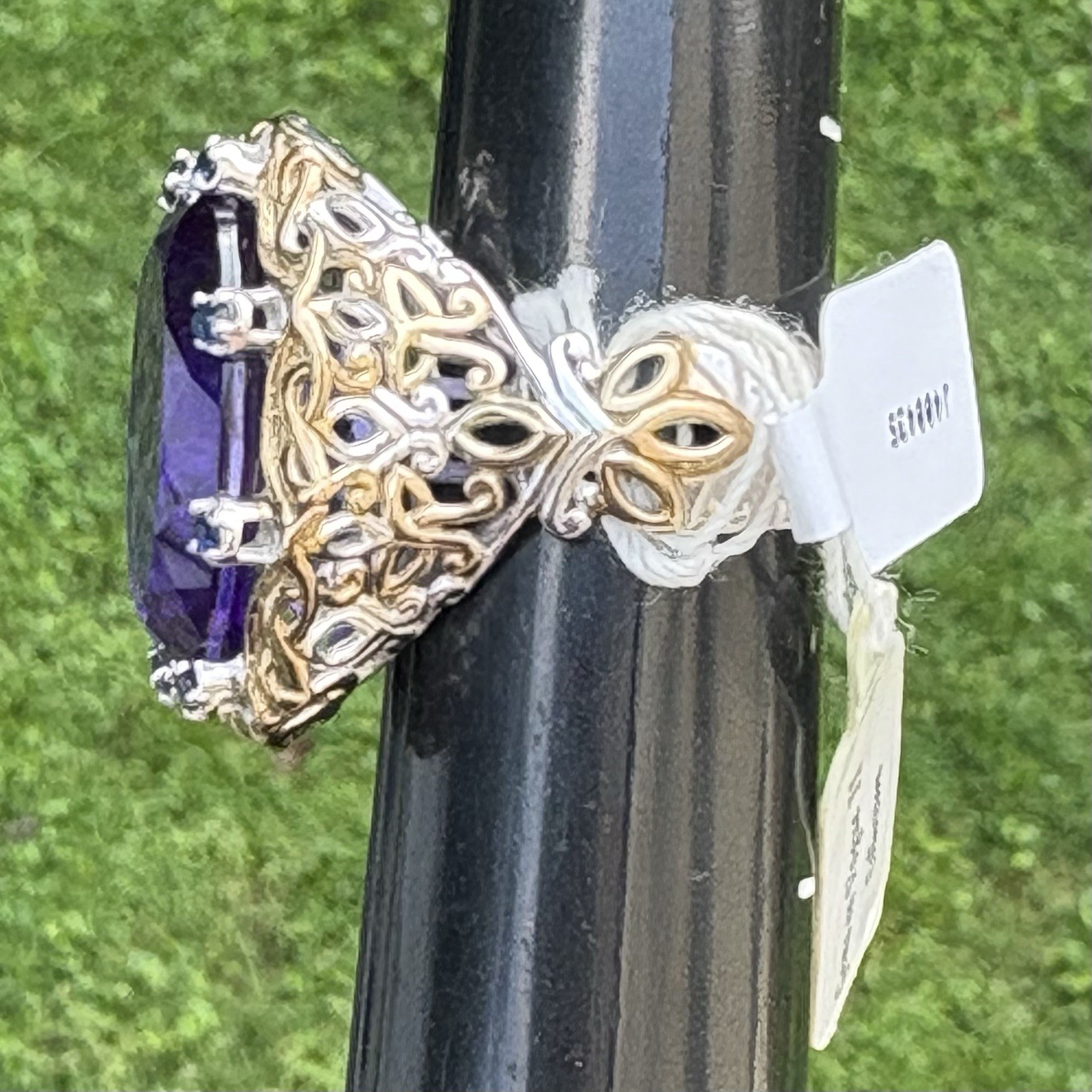 Michael Valitutti Gems en Vogue Amethyst Ring Sterling Silver Palladium Sz 8 NH