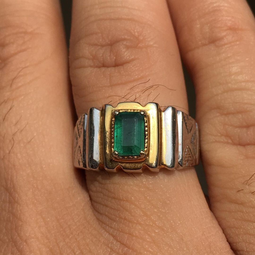 Natural Emerald Punjsher Stone Ring Genuine Emerald Ring Elegant Sterling Silver