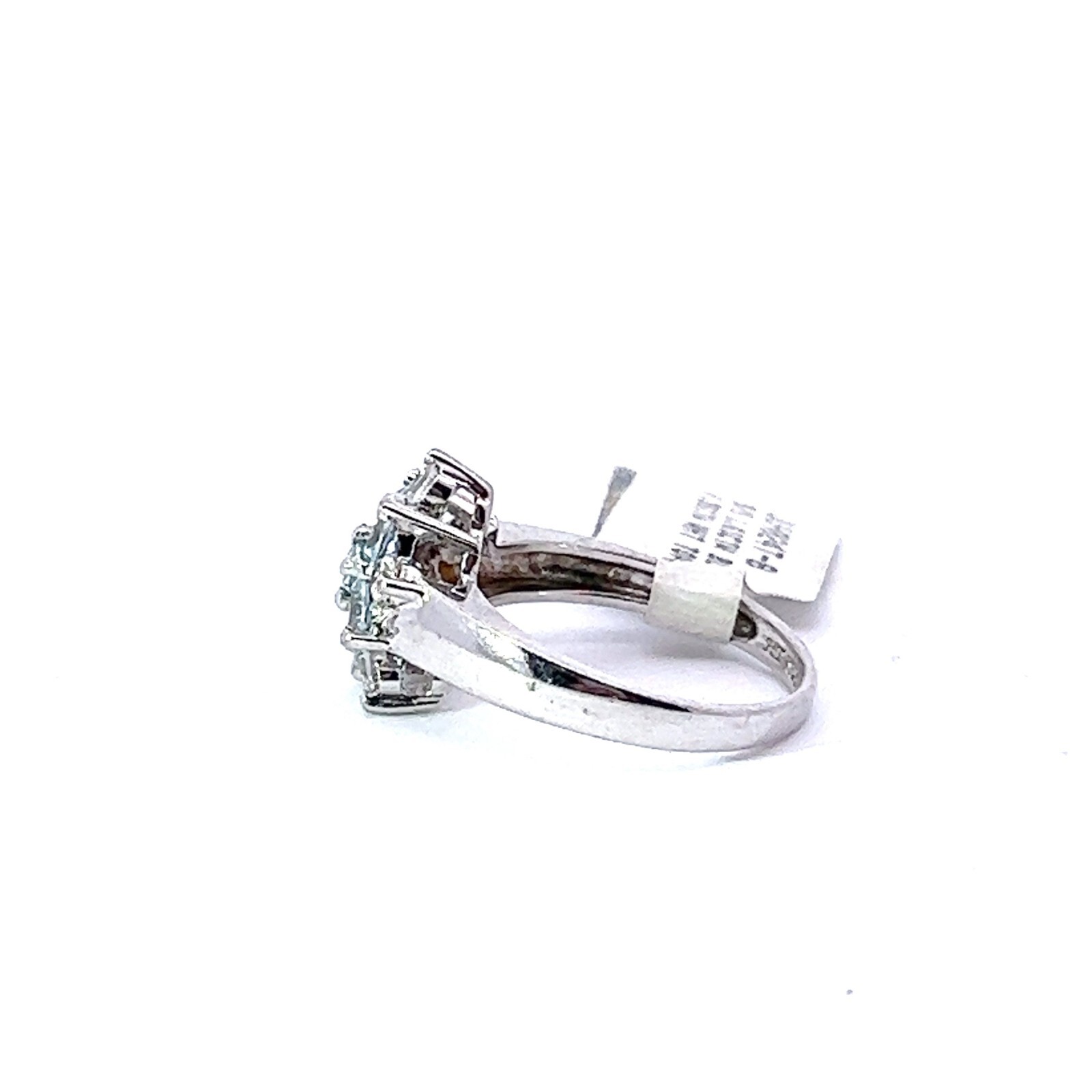 Sterling Silver 14.2mm Lab Created Blue Topaz – 1.61ctw White Topaz Cluster Ring