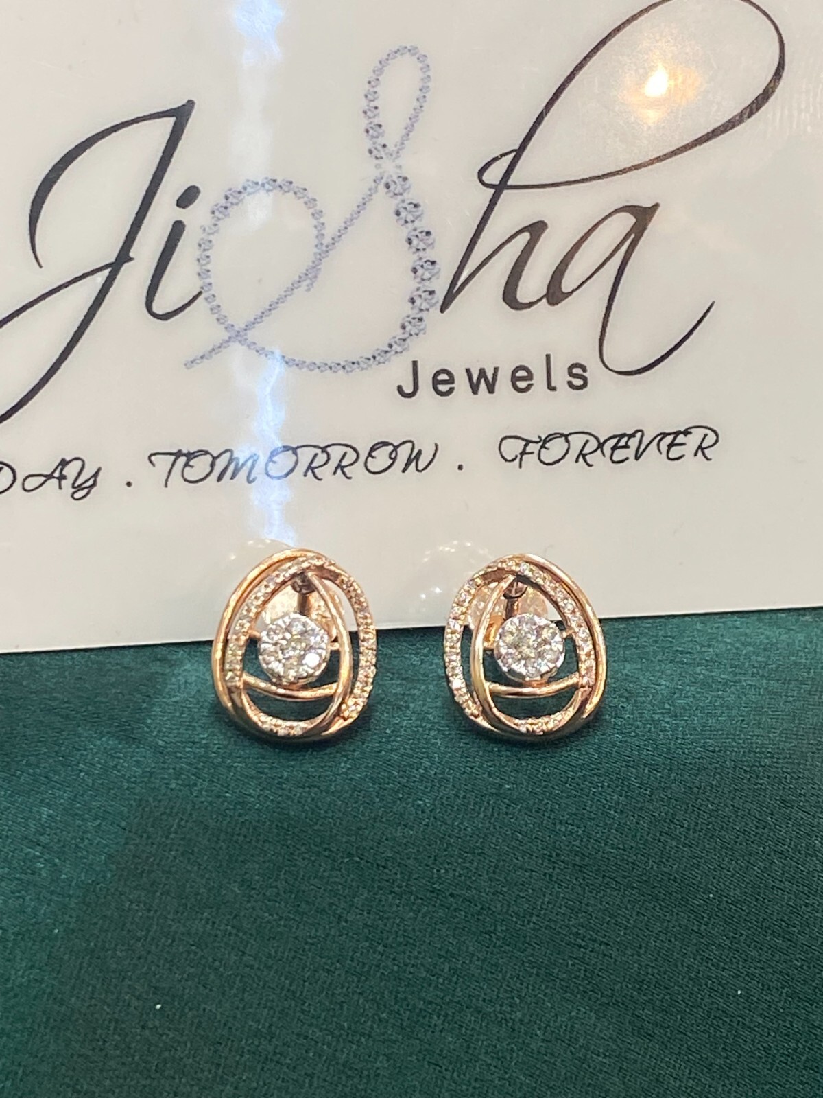 Pave 0.45 Cts Round Brilliant Cut Natural Diamonds Stud Earrings 14K Rose Gold