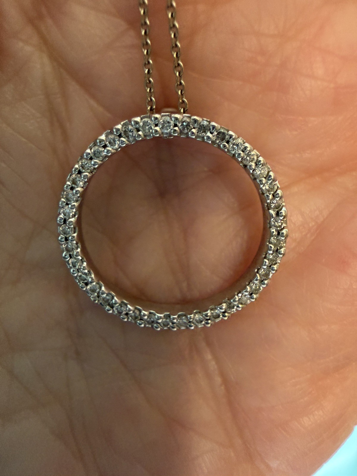 Roberto Coin Tiny Treasures Diamond Pendant Necklace 18K White Gold 0.09ct 18″