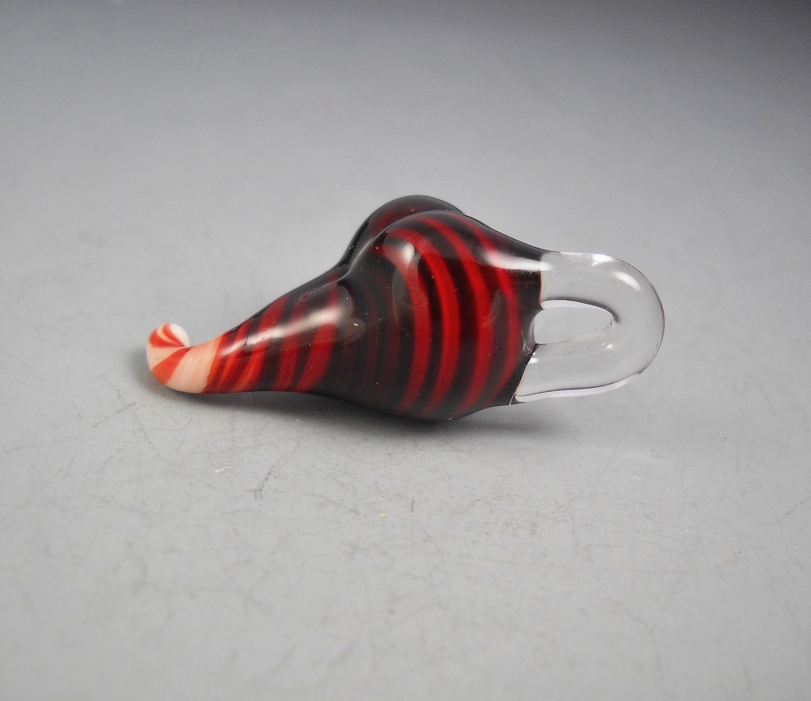 Artisan Made Glass Lampwork Bead Red White Heart with Clear Glass Attached Bail