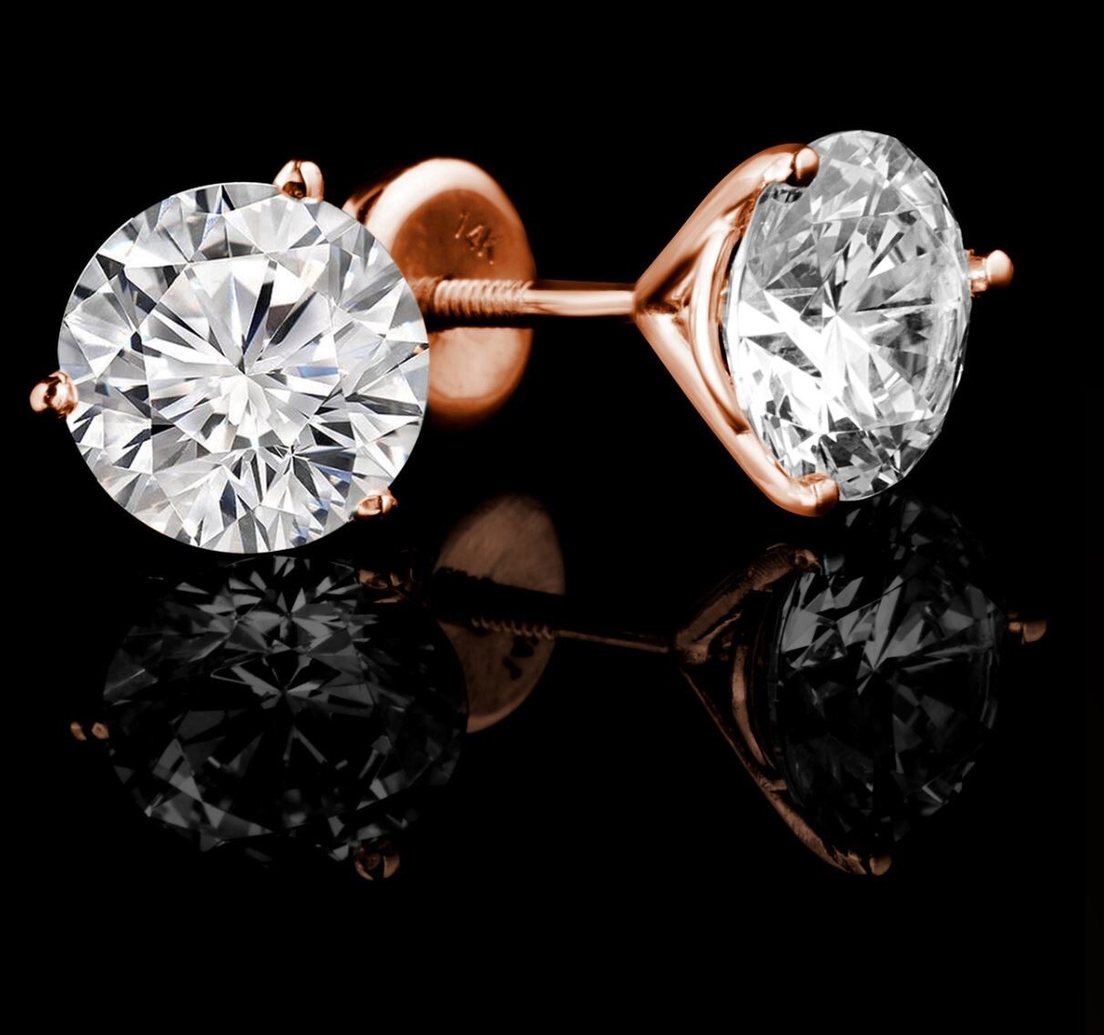 18k Rose Gold Martini Studs Round 0.50 Ct Lab Created Diamond Women’s Earrings