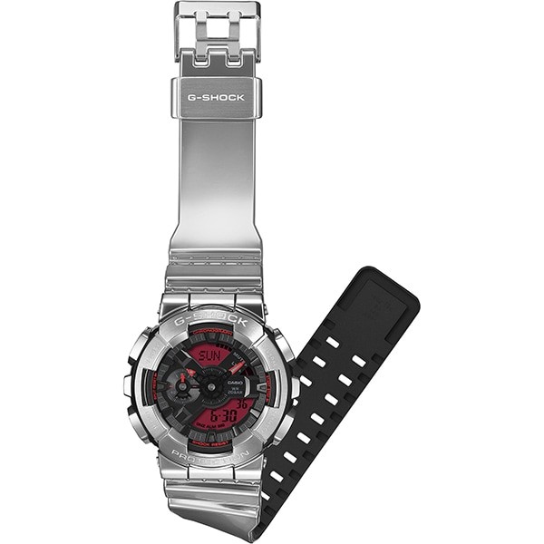 Casio G-Shock GM-110YRA-8AJF Fine Metallic Silver Red Analog Digital Watch