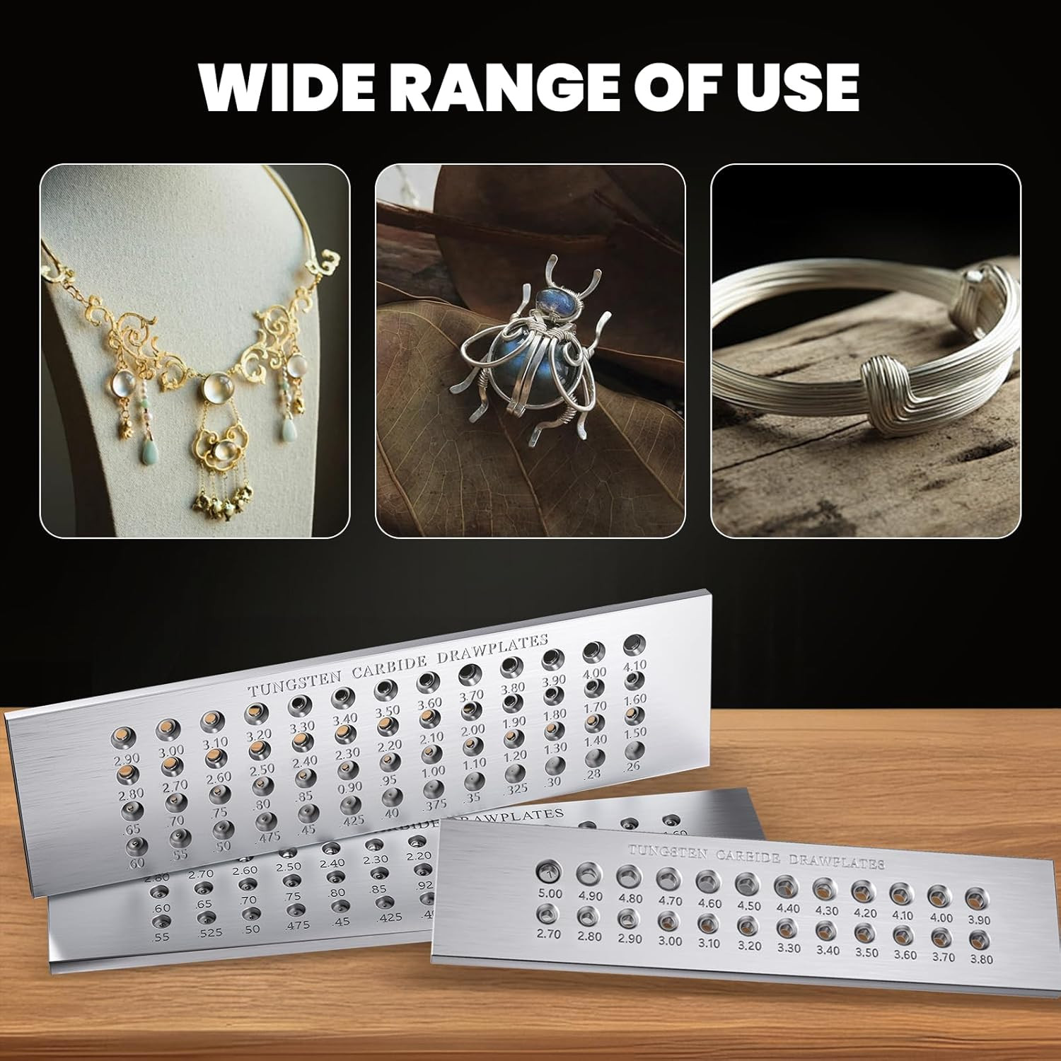 0.26-4.1Mm Jewelry Wire Drawplate 52 Holes Tungsten Carbide Steel round Draw Pla