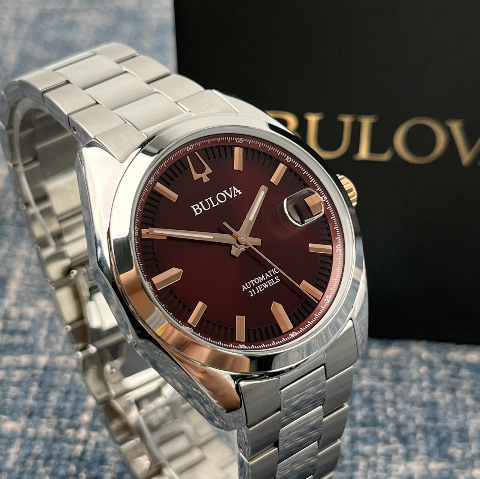 Bulova Surveyor 98B422 Red Dial Stainless Steel Automatic Men’s Watch