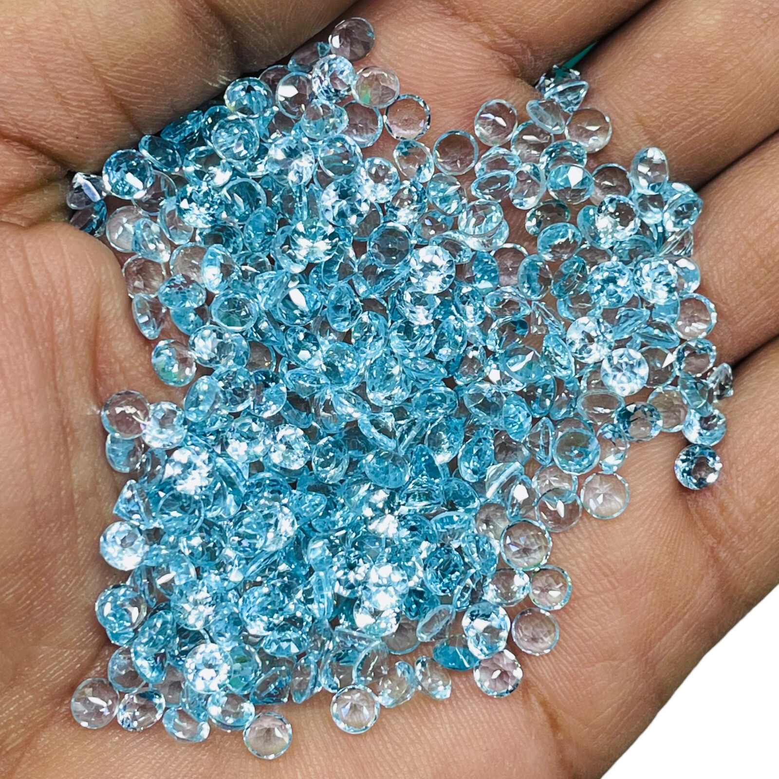 VVS 25 Pcs Natural Blue Topaz 4mm Round Cut Top Quality Loose Gemstones Lot