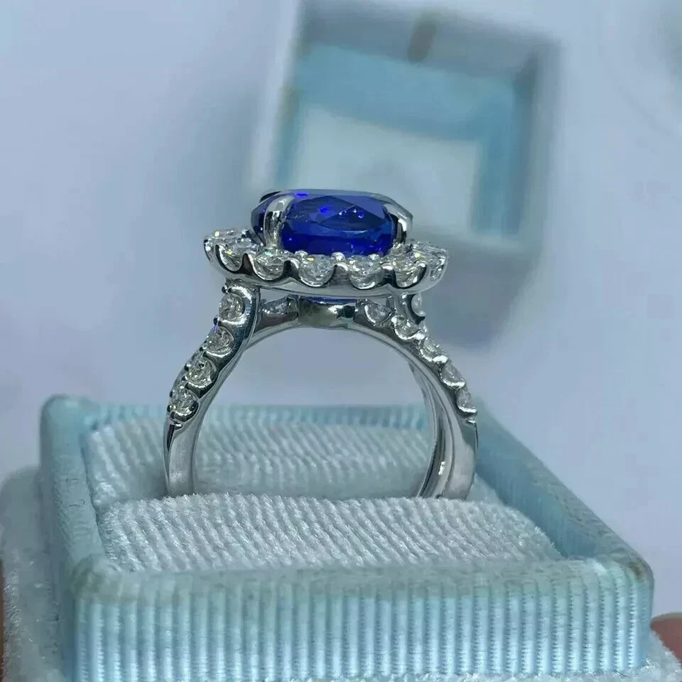 2.50Ct Round Natural Tanzanite Diamond Engagement Ring 950 Platinum Size 6 7 8 9