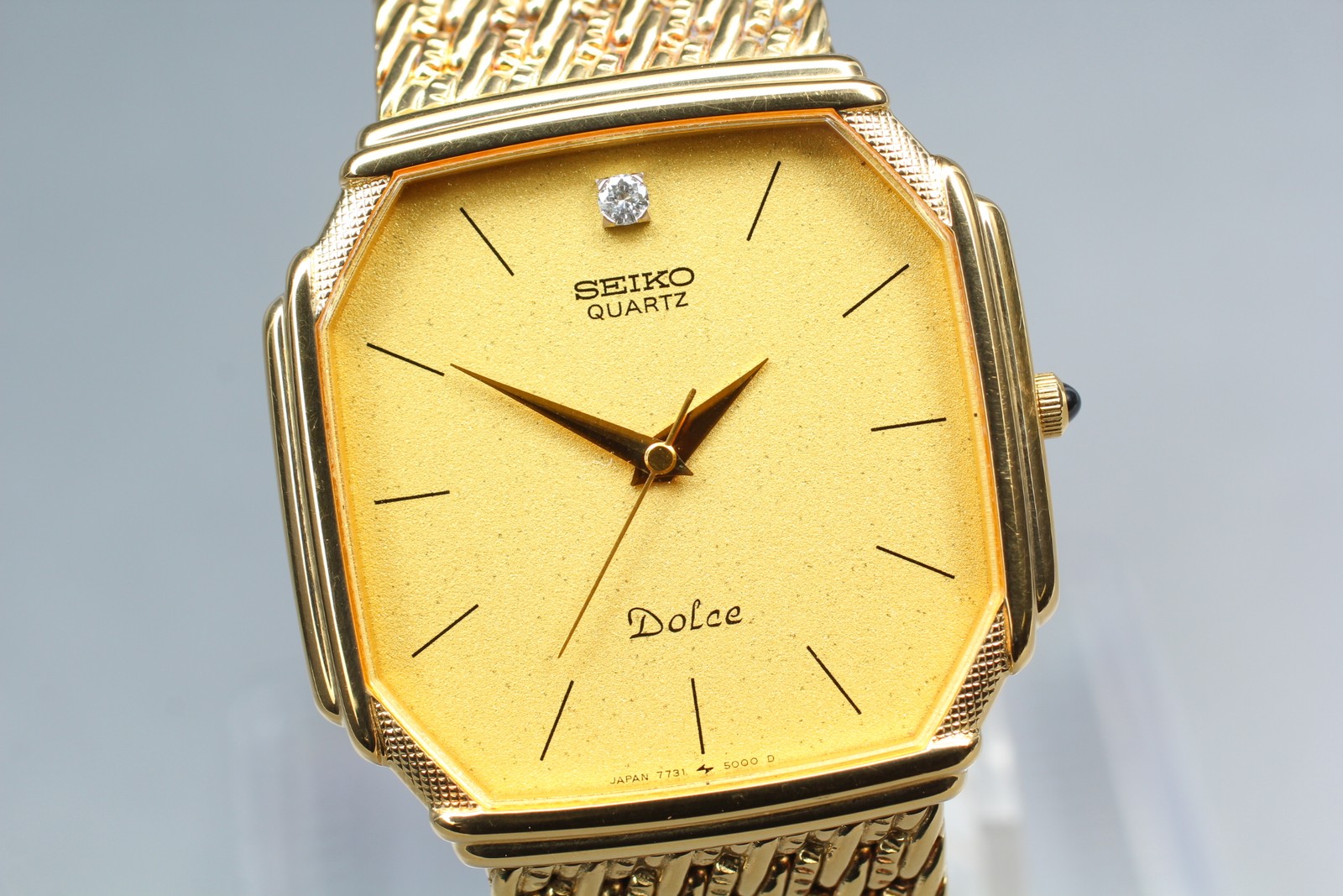 [MINT w/Box] SEIKO Dolce 7731-5000 1P Diamond Gold Men’s Watch From JAPAN