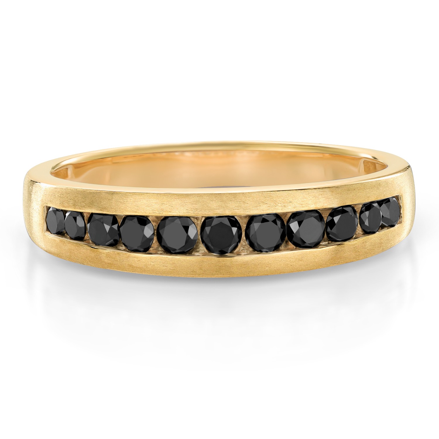 Black Diamond Satin Finish Wedding Band Ring for Men | 10K Yellow Gold | 0.59