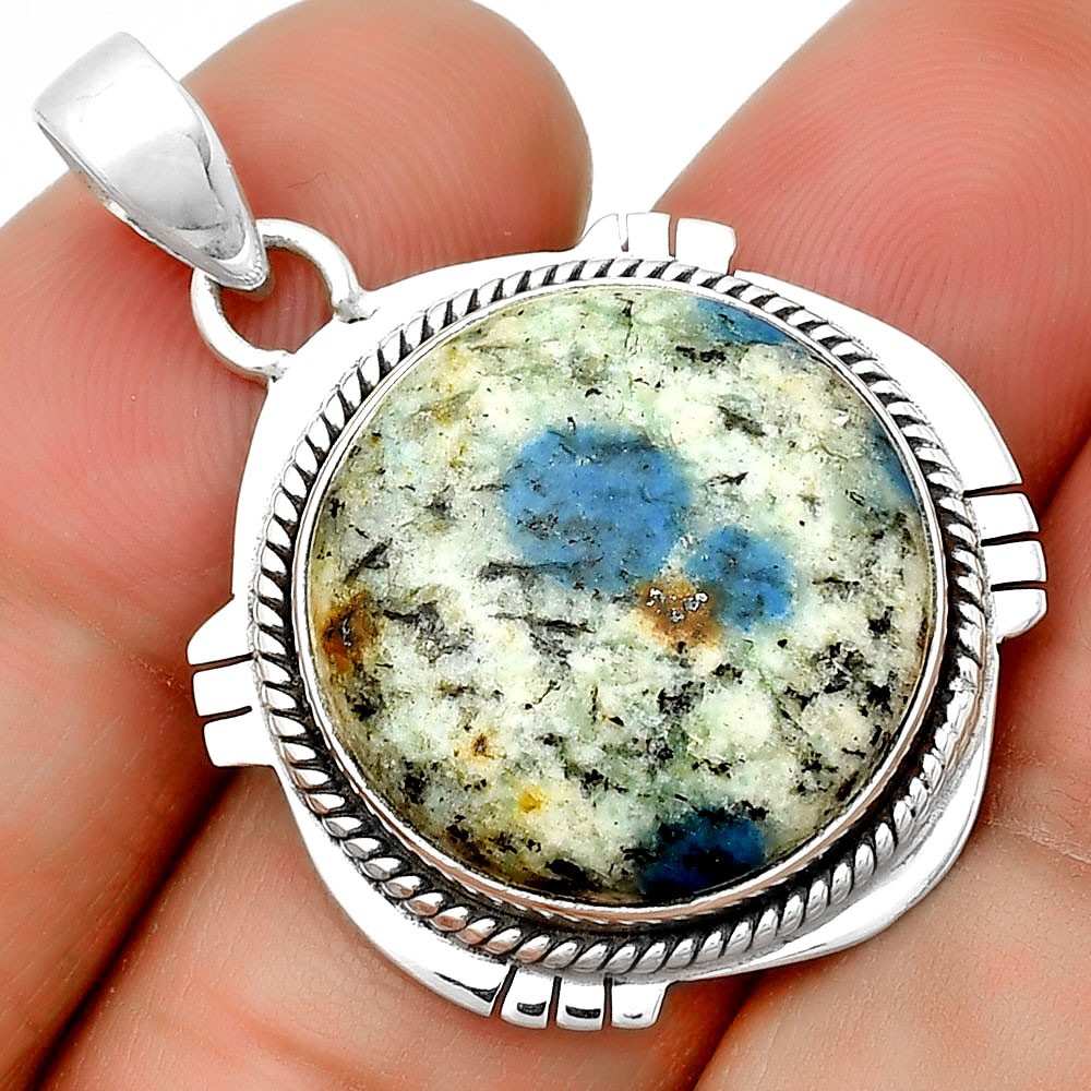 Natural K2 Blue – Azurite In Quartz 925 Sterling Silver Pendant Jewelry P-1463
