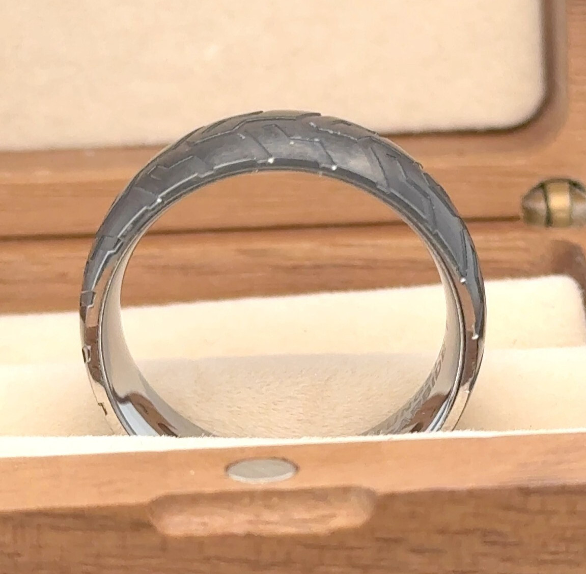 Motorcycle Tire Ring Christmas Engagement Ring Tire Tread Tungsten Wedding Band