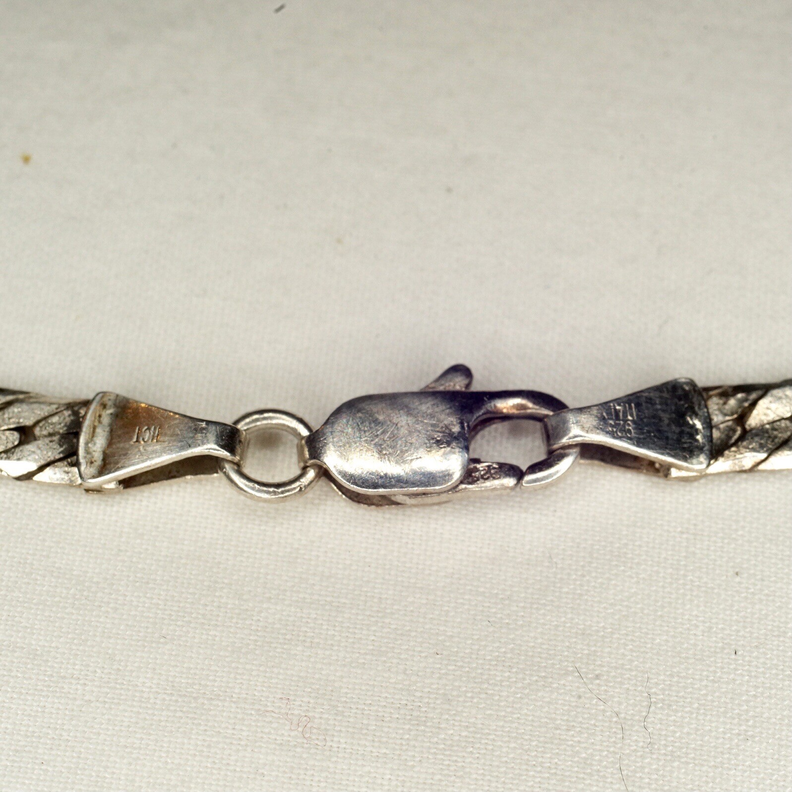 sterling silver textured herringbone bracelet HCT Italy lobster clasp 7.36”