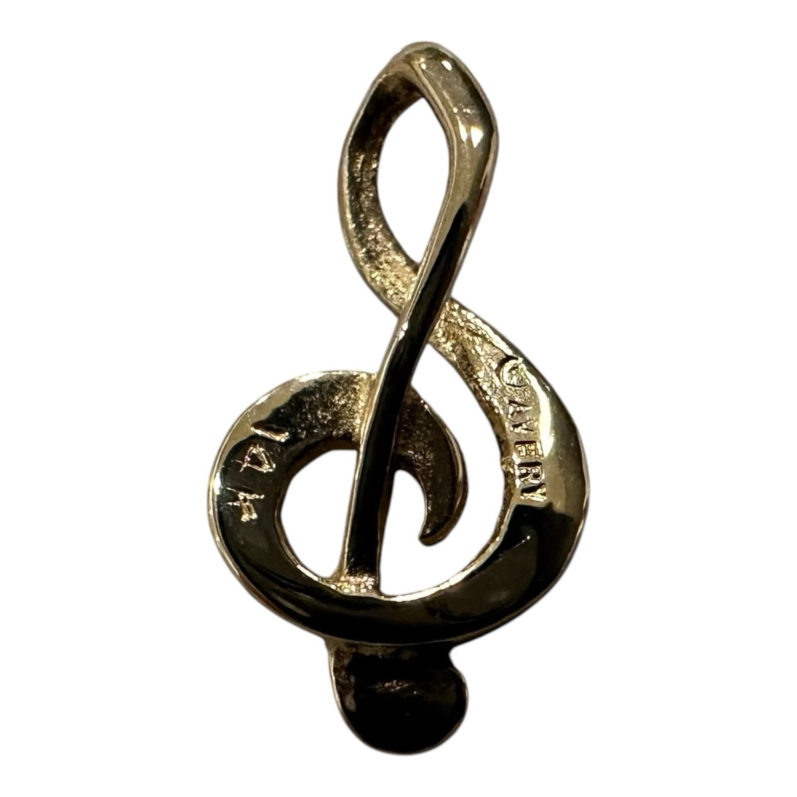 Retired James Avery 14k Gold Floating Treble Clef Music Note Pendant 0.5g RARE