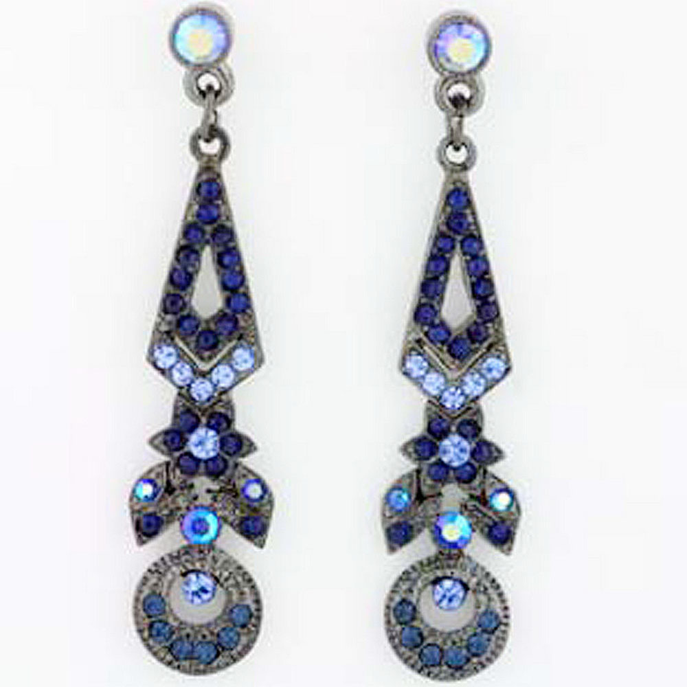 ICON 2 in BLUE MULTICOLOR GOLD BLACK RED CRYSTAL DROP SILVER TONE EARRINGS NEW