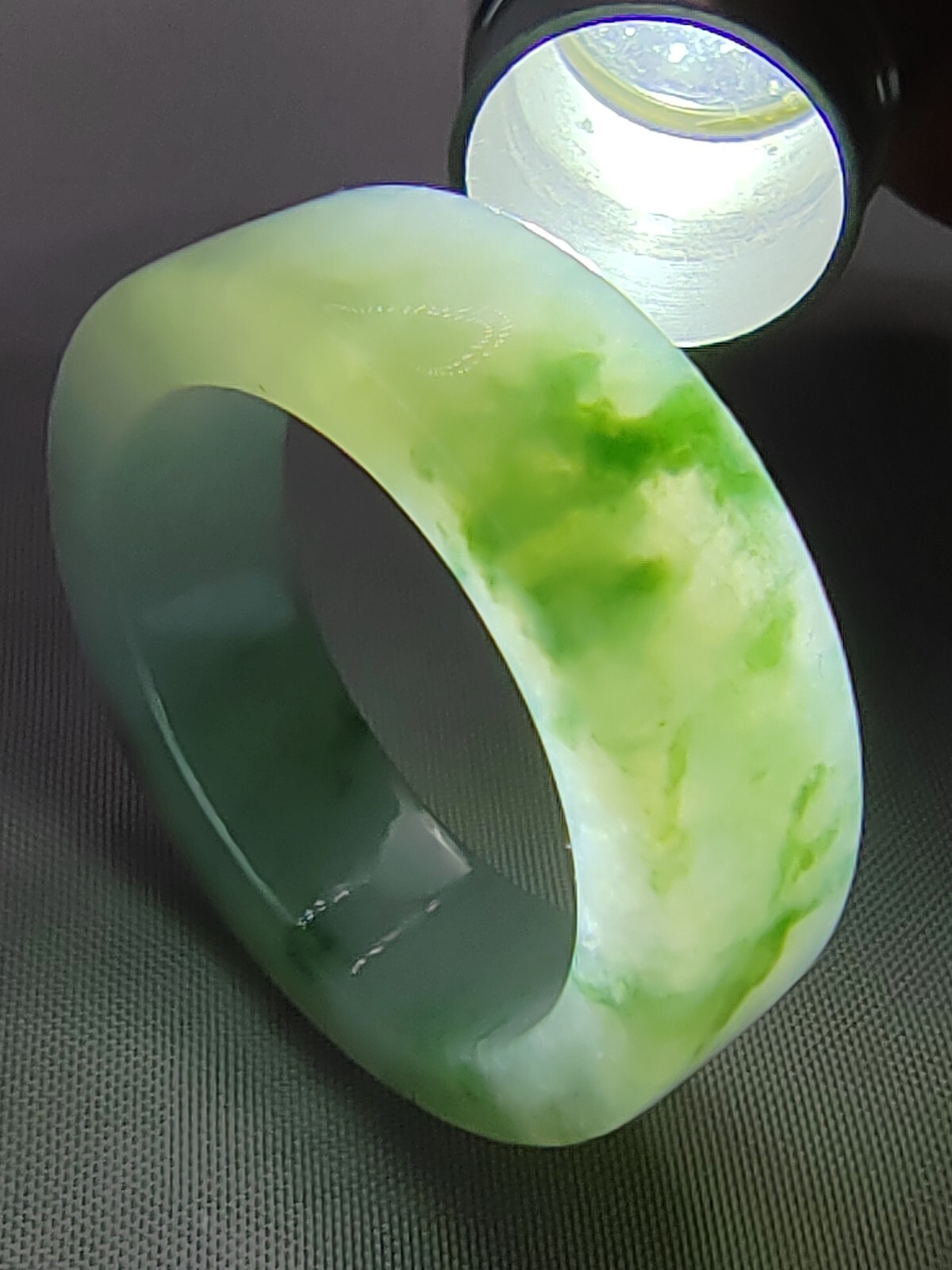 Ice Bluish Green Natural Jadeite Jade Band Ring # US SIZE 13.5 # 22.60mm