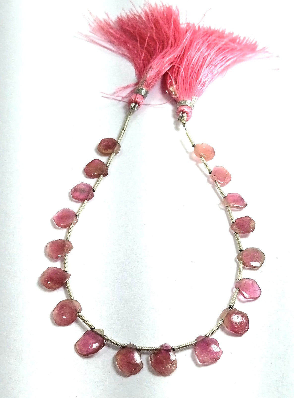 24 Ct 6×8-7×8.5 MM Natural Pink Color Tourmaline Smooth Slice 8 Inch Necklace