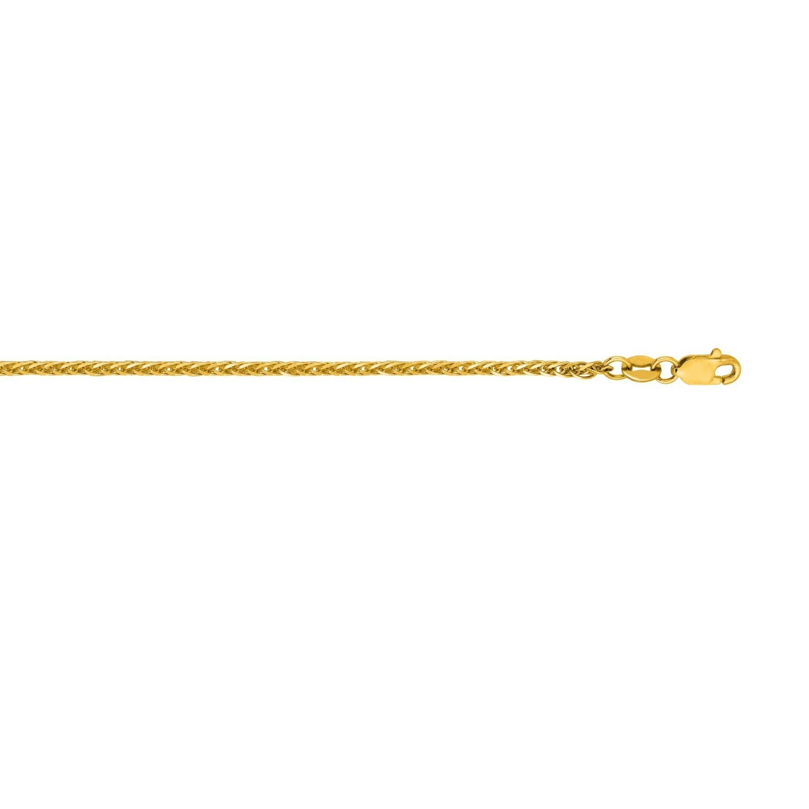 1.8mm Square Wheat Chain Necklace Real 14K Yellow Gold
