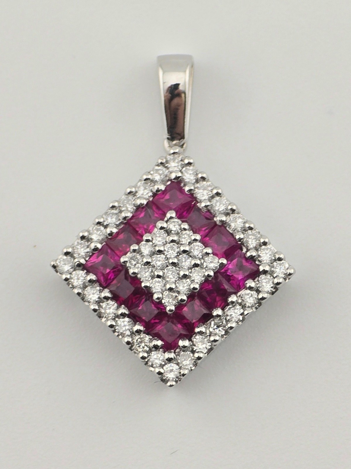 14KW DIAMOND ~0.5CTW ~H-I COLOR ~SI CLARITY NICE RUBY ~1CTW PENDANT – 489661