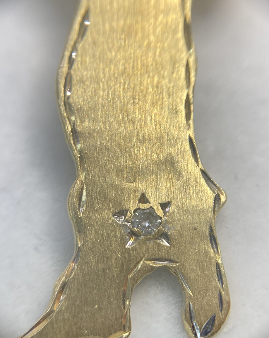 MA 14k Yellow Gold Diamond Italy Boot Satin Rope Charm Necklace Vintage Pendant