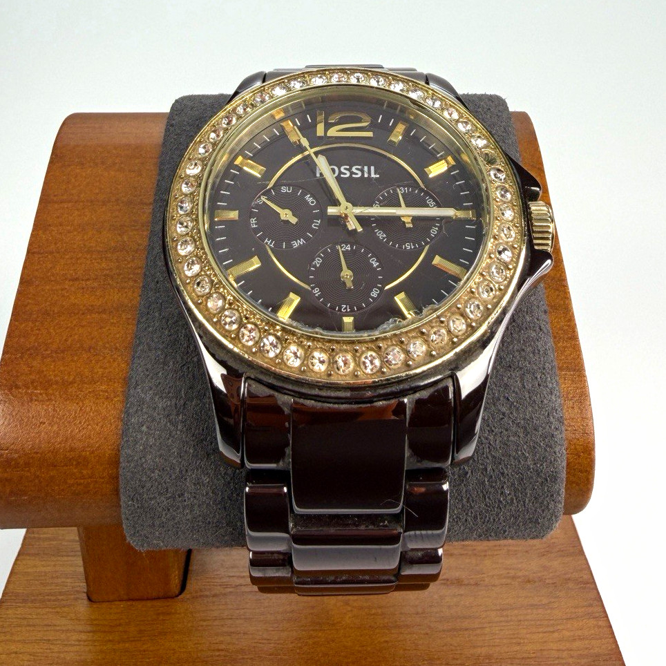 Fossil Riley Women’s Quartz Analog Multi-Dial Brown Ceramic Bracelet Watch