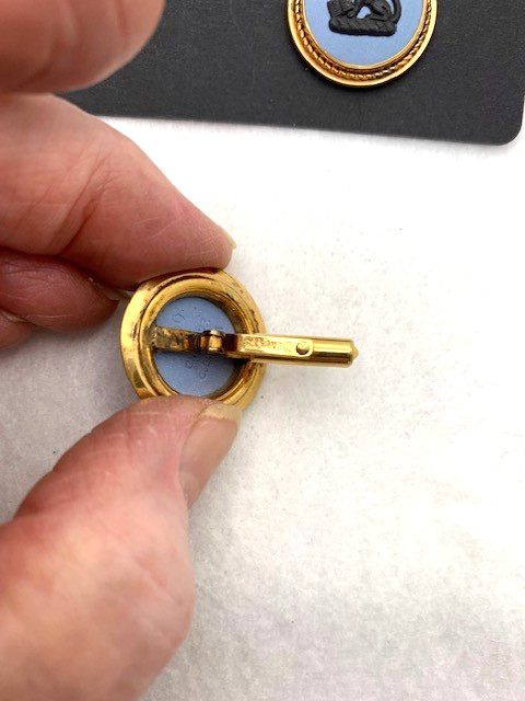 Vintage, Wedgwood Blue Jasperware cuff links from Stratton Of England,