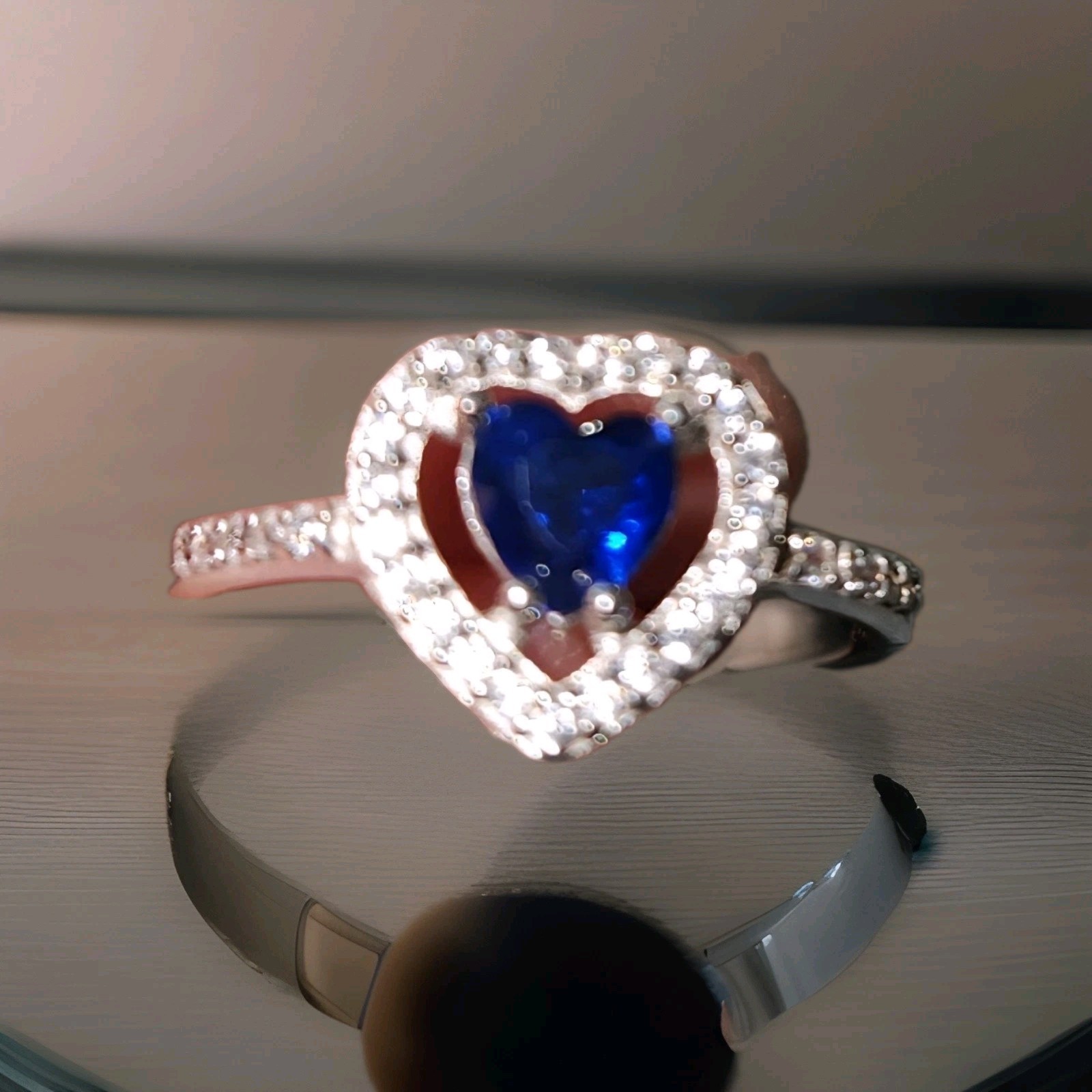 Saphire Cz’s Surrounded By Moissanite Stones Size 8 Ring
