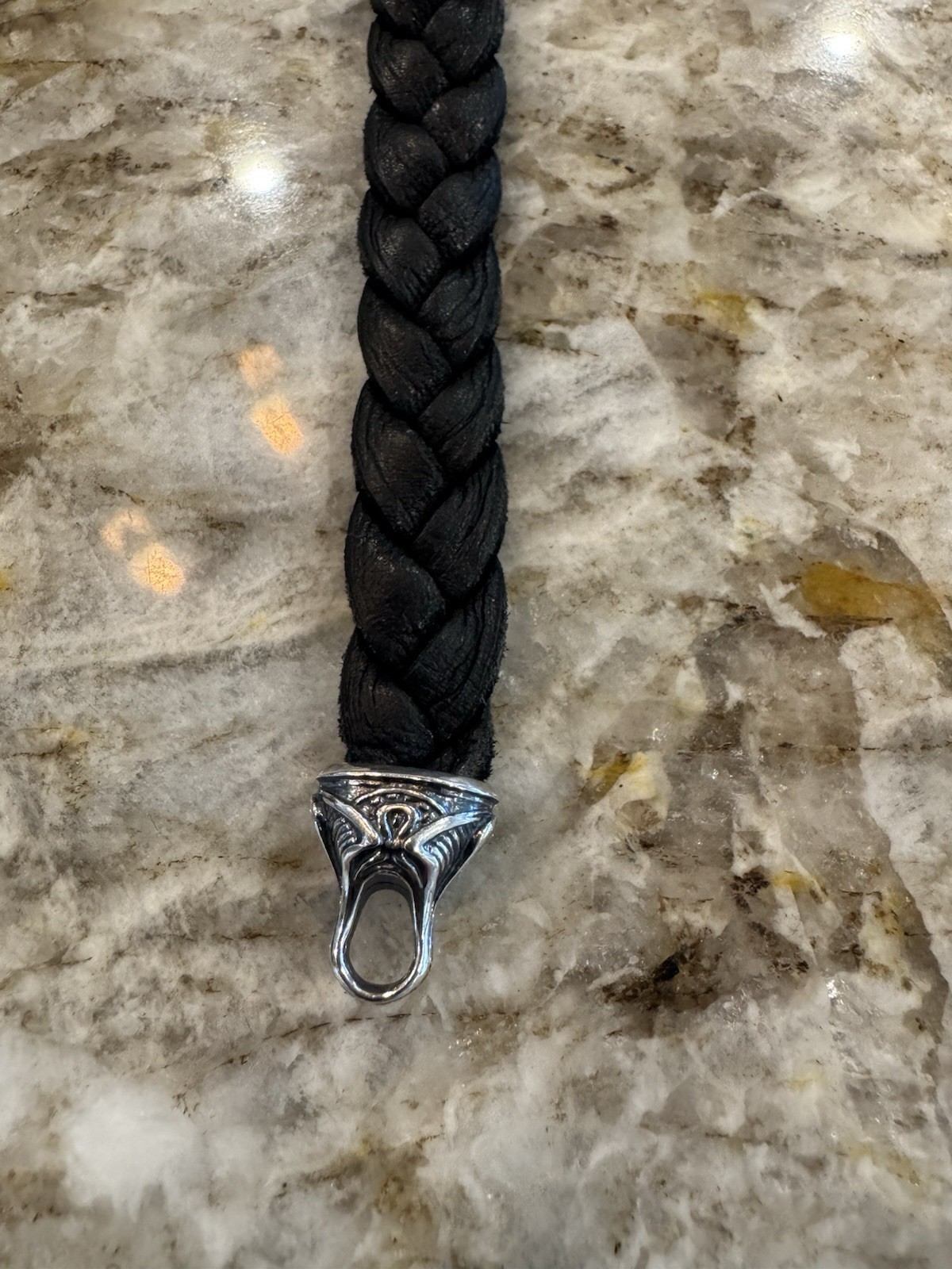 William Henry XL Braided Leather & Sterling Silver Men’s Bracelet Black