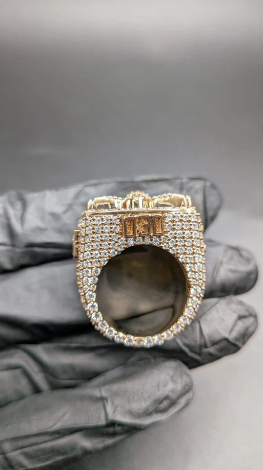 5TCW Round Lab Created Diamond Men’s Custom Eagle Statement Ring 14k Gold Plated