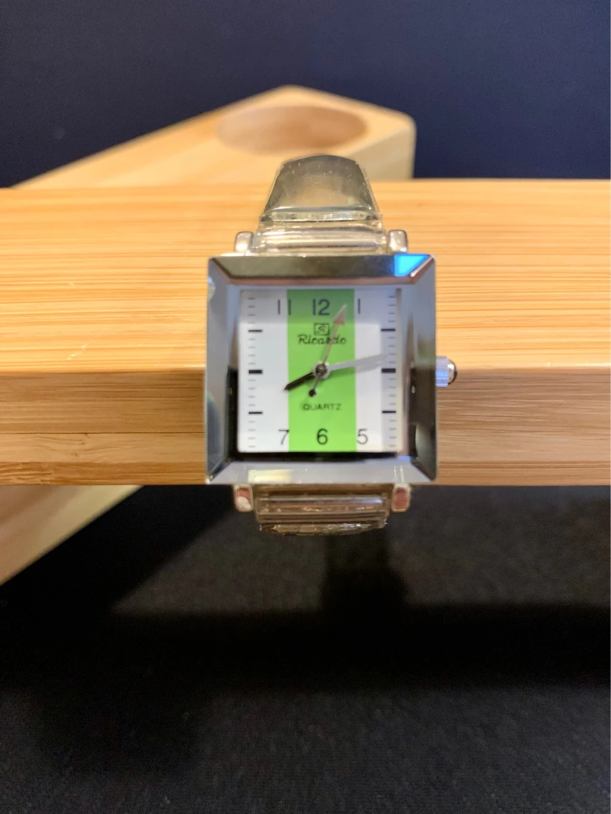 Ricardo Ladies Square Watch Green Dial Glitter Strap 23mm