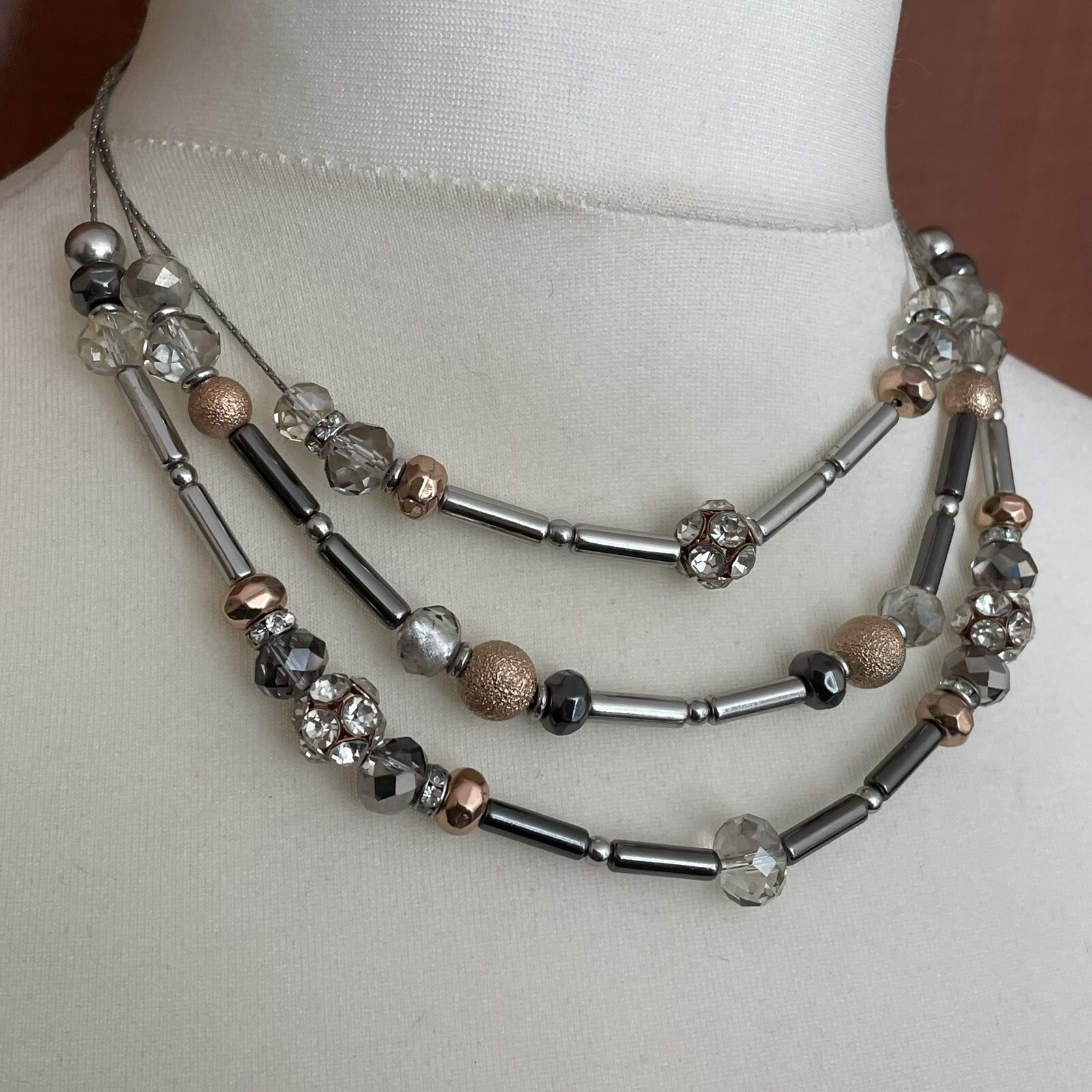 M&S Multi strand Necklace Beaded Three Strands Casual Everyday Wear Fashion