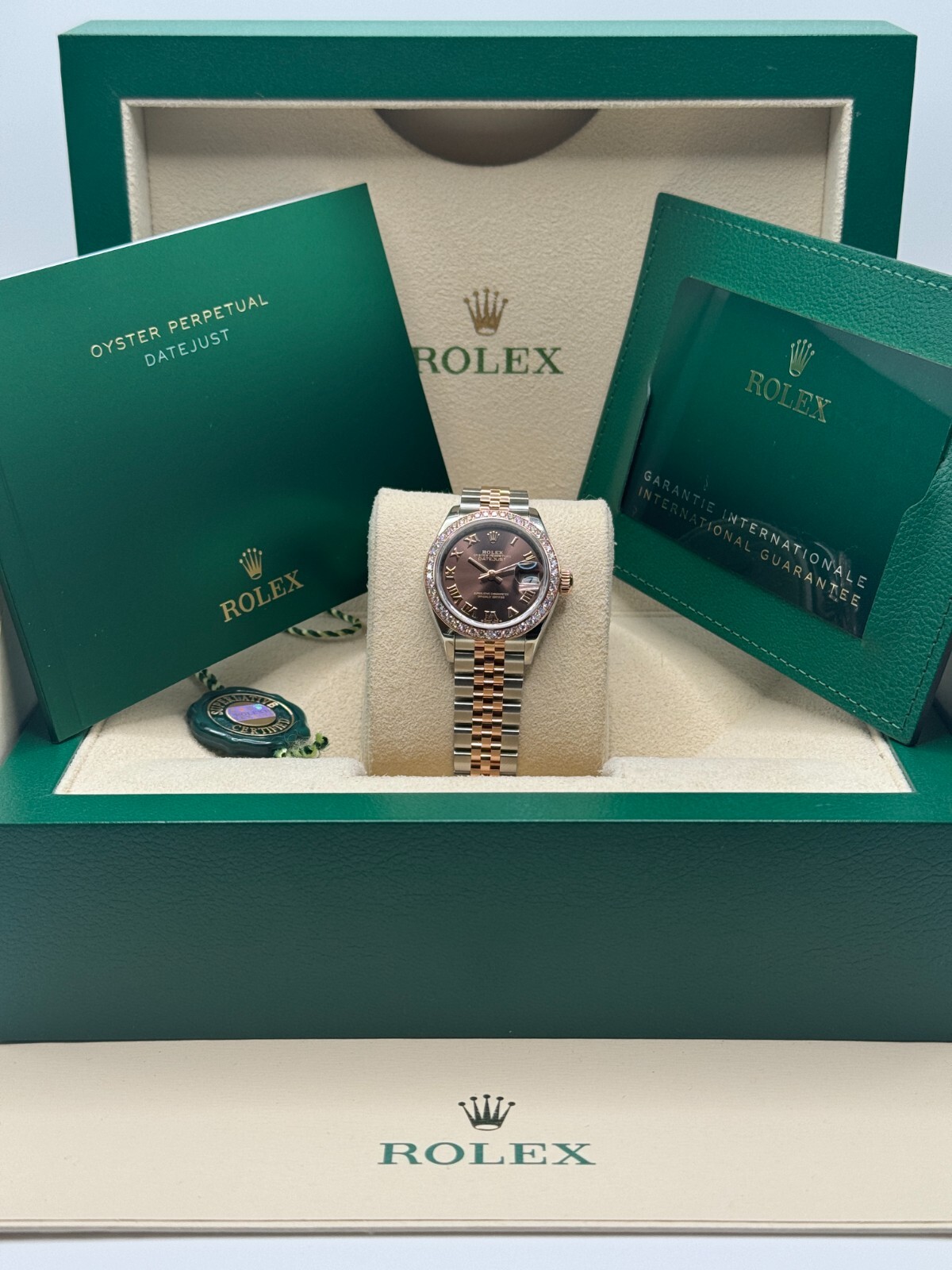 Rolex Lady-Datejust Unworn Chocolate Brown Roman Dial Diamond Bezel 279381RBR